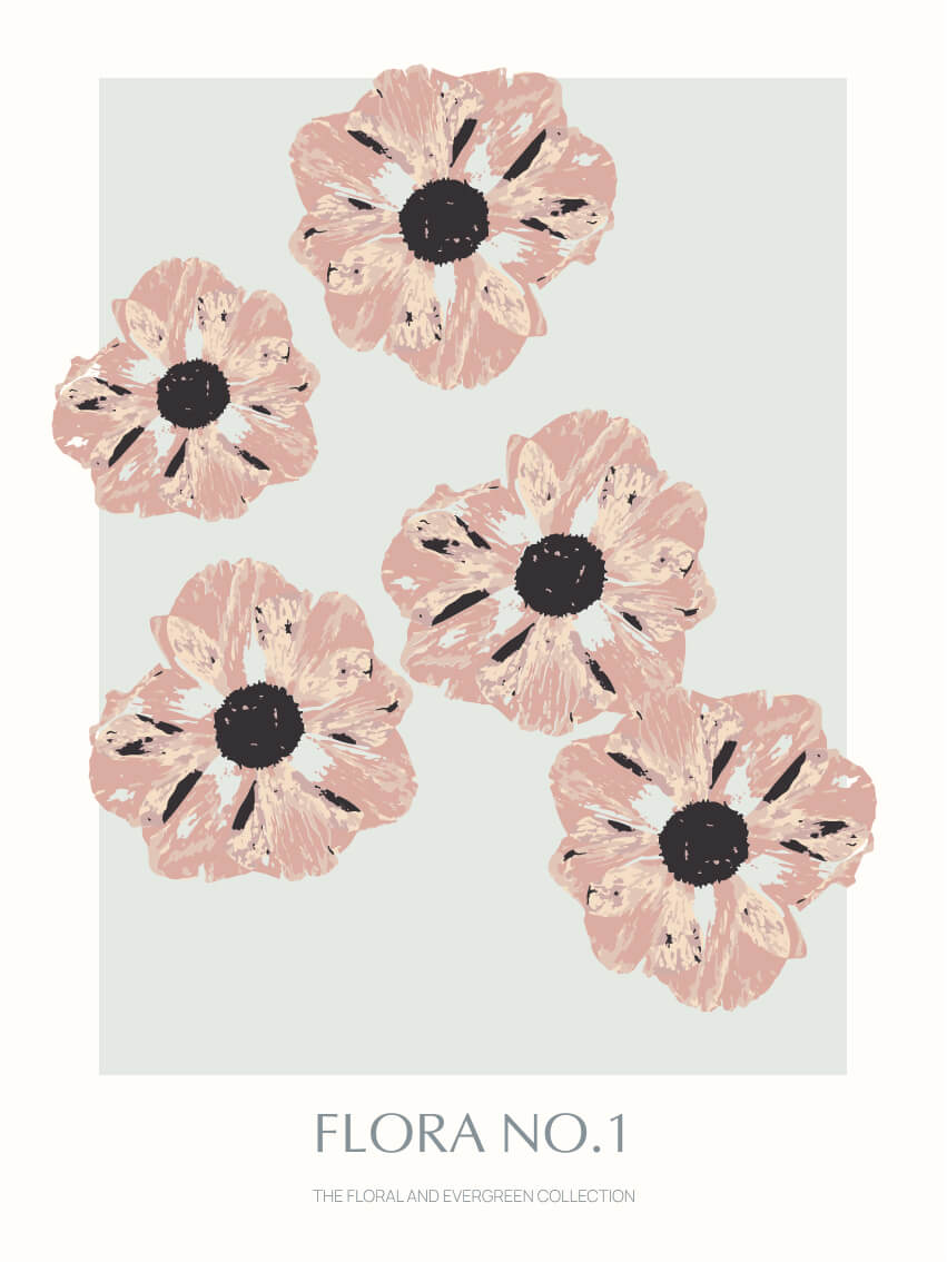 Floral-evergreen-Flora-01-platinum-30x40