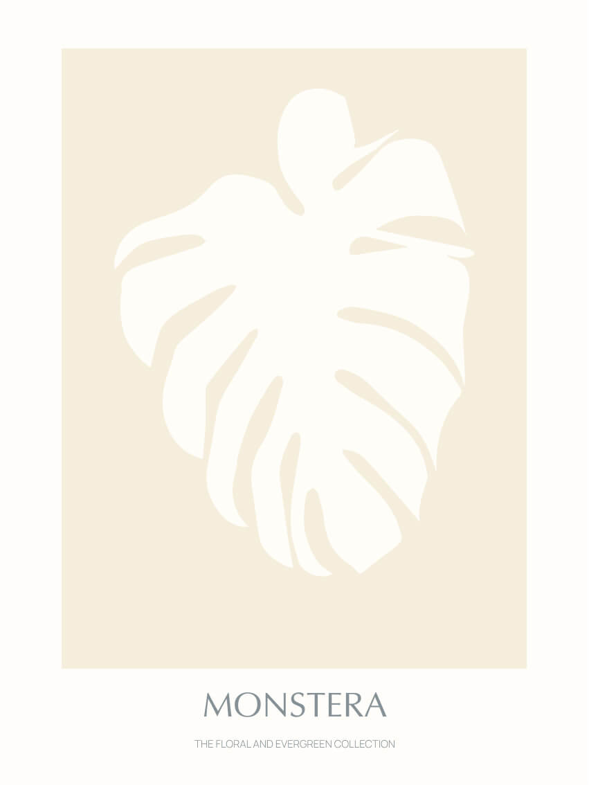 Floral-evergreen-monstera-02-sand-30x40